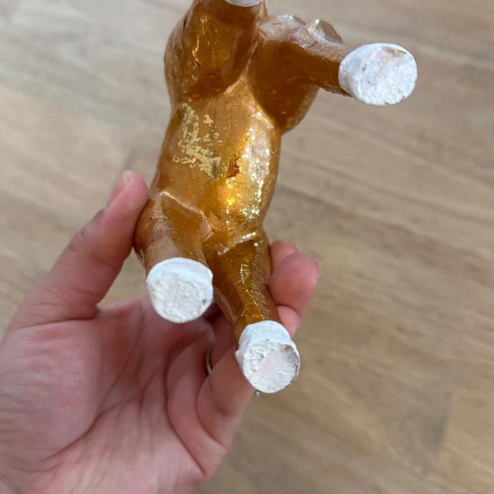 Wondershop gold and white painted ceramic reindeer Christmas figurine decorative